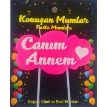 Canım Annem Yazılı Mum Pembe