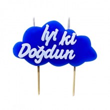 İyiki Doğdun Yazılı Mum Mavi