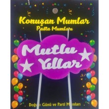 Mutlu Yıllar Yazılı Pasta Mumu